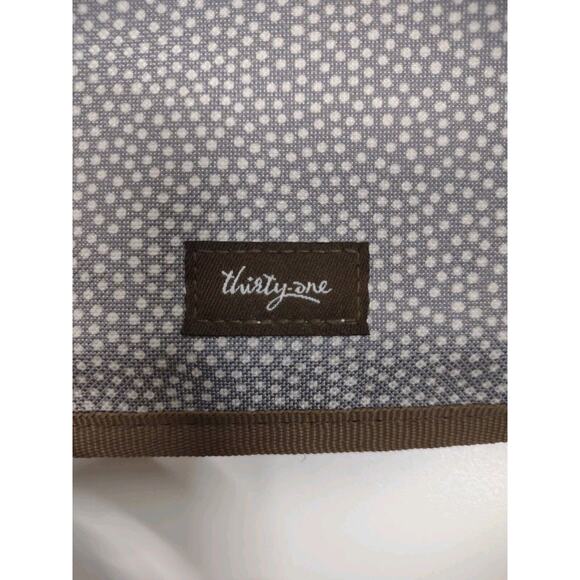 Thirty One Brown Canvas Polka Dot Hanging Wall Organizer 6 Pouches Classroom - Picture 8 of 10